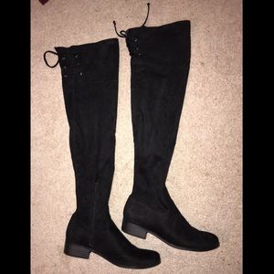 Thigh high suede boots!